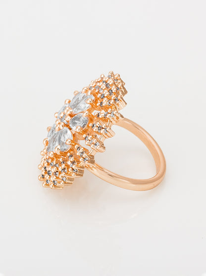 Aadita Floral Starburst Crystal Ring with Pear Cut Stones