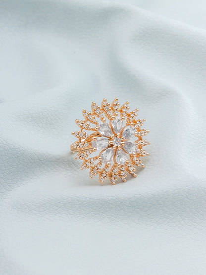 Aadita Floral Starburst Crystal Ring with Pear Cut Stones