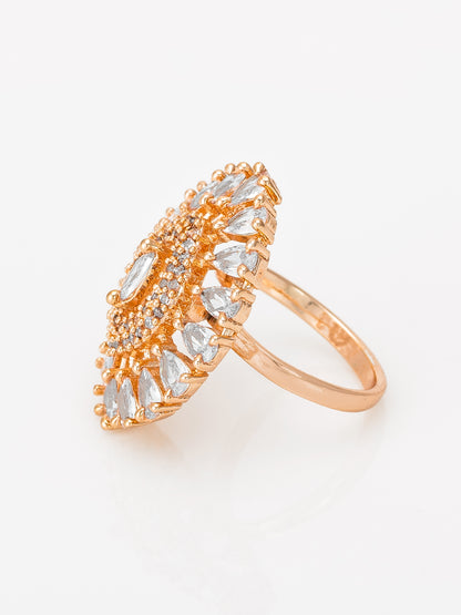 Aadita Oval Sunburst Ring with Marquise and Pear Crystals