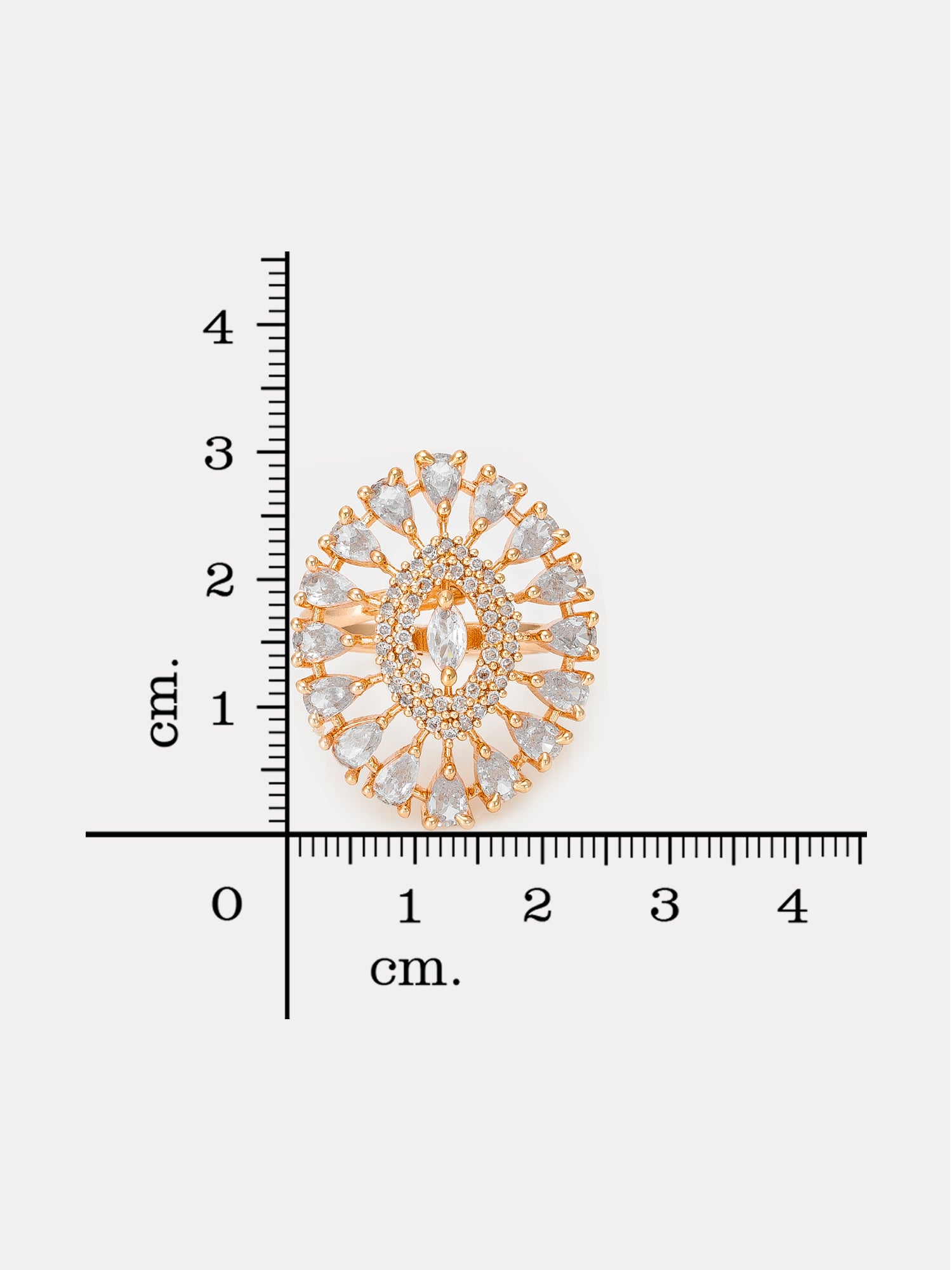 Aadita Oval Sunburst Ring with Marquise and Pear Crystals