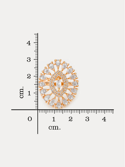 Aadita Oval Sunburst Ring with Marquise and Pear Crystals