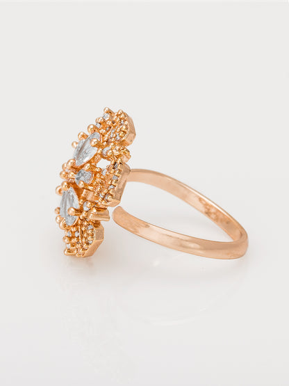 Aadita Diamond-Look Snowflake Ring with Clear Cubic Zirconia