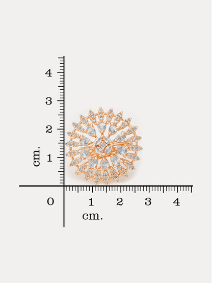 Aadita Rose Gold Plated Radiant Sunburst Floral Cocktail Ring