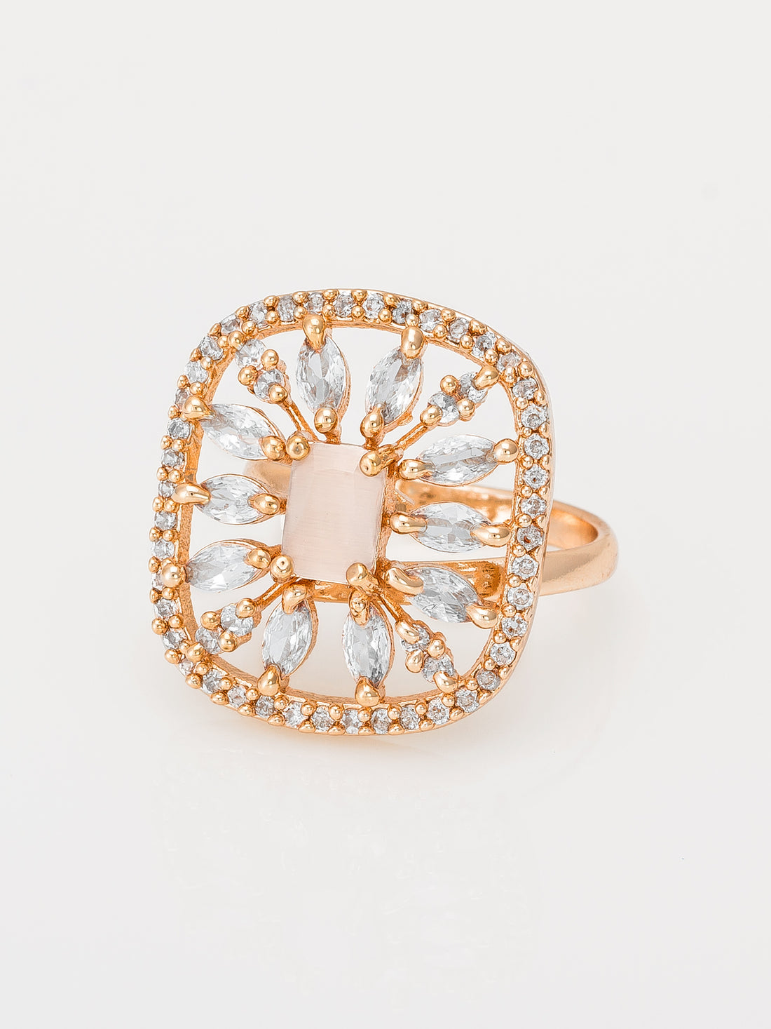 Aadita Contemporary Geometric Square Lattice Ring