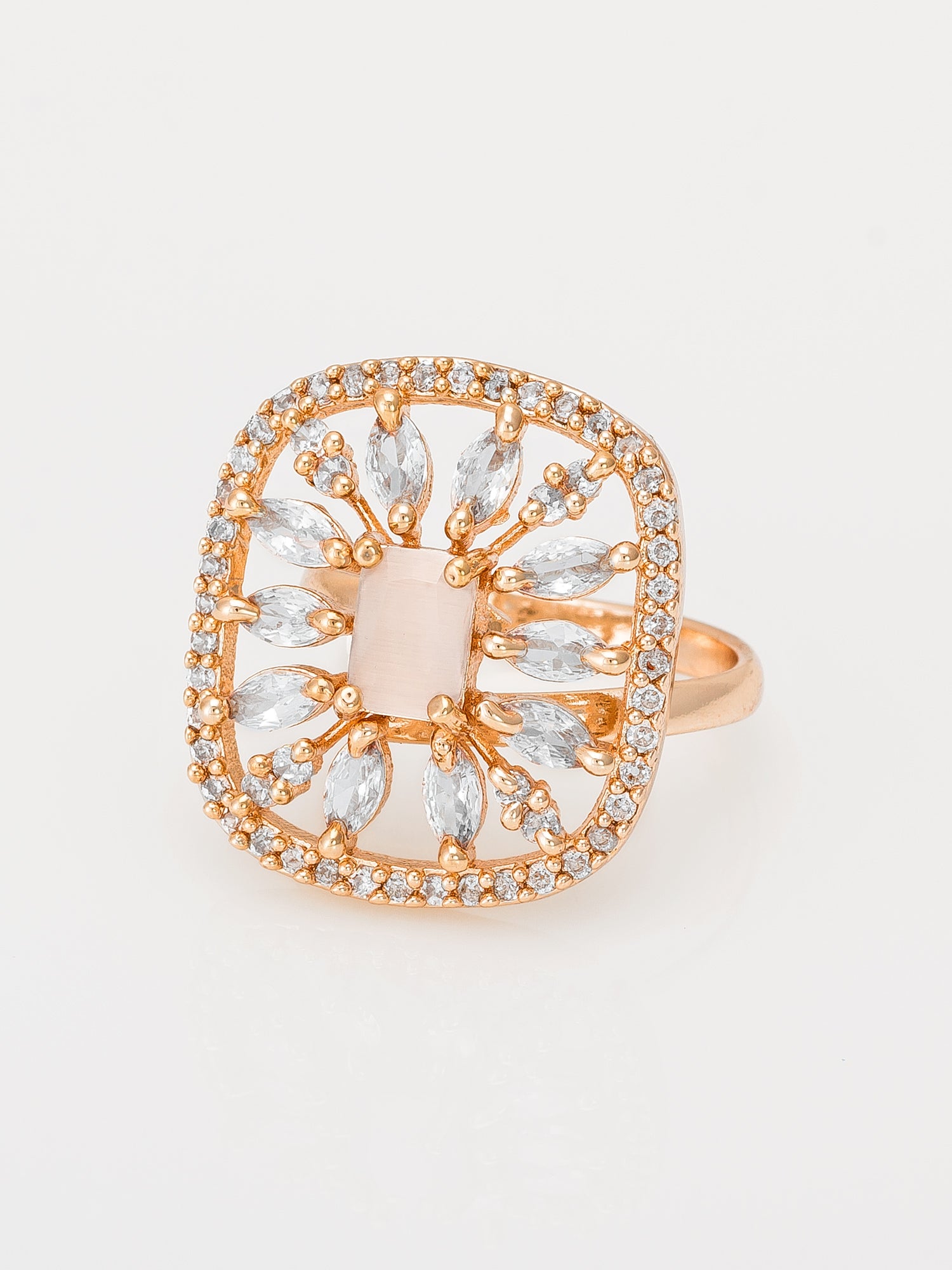Aadita Contemporary Geometric Square Lattice Ring