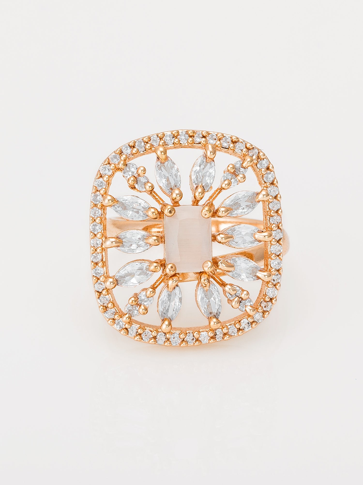 Aadita Contemporary Geometric Square Lattice Ring