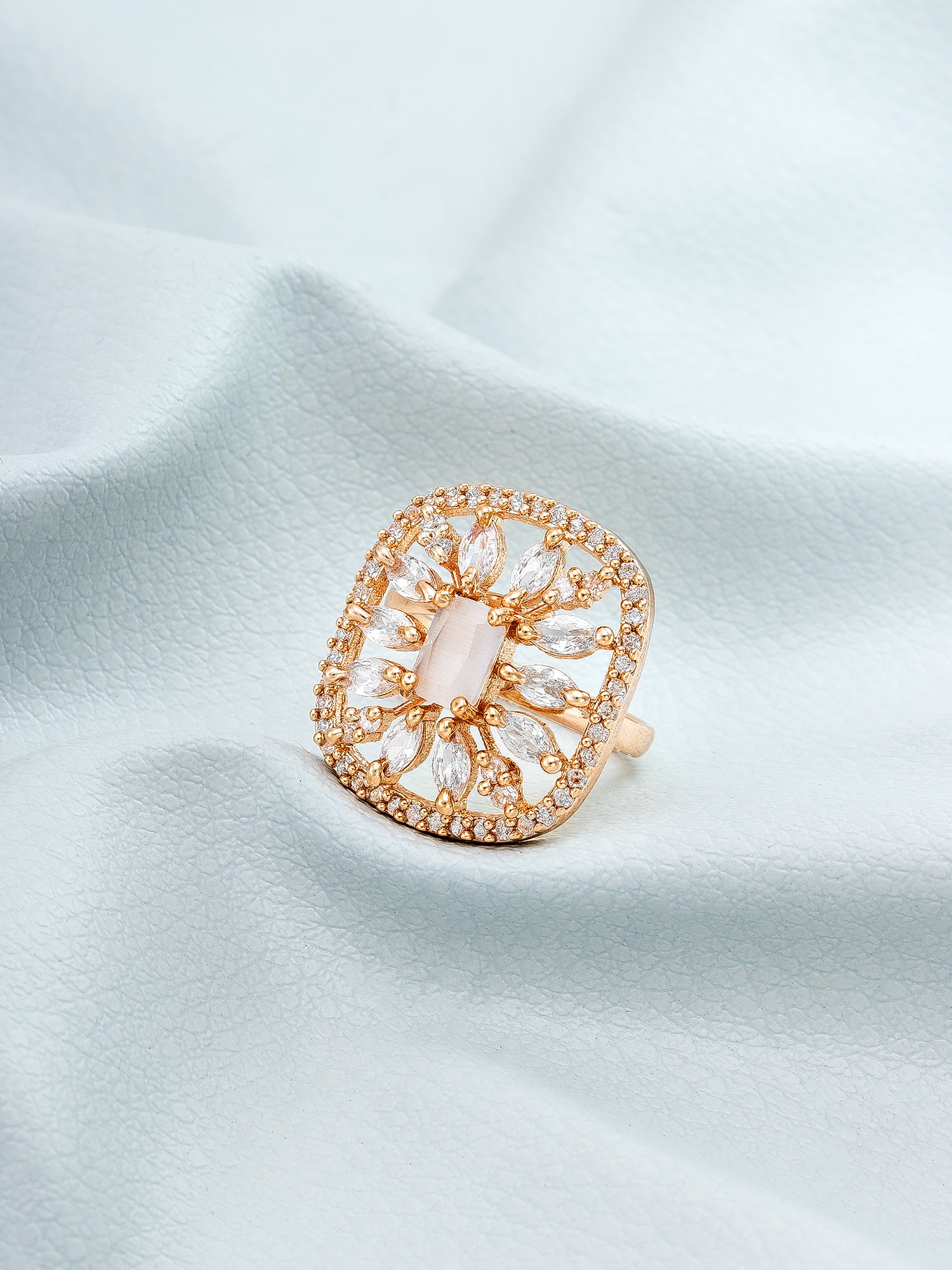 Aadita Contemporary Geometric Square Lattice Ring