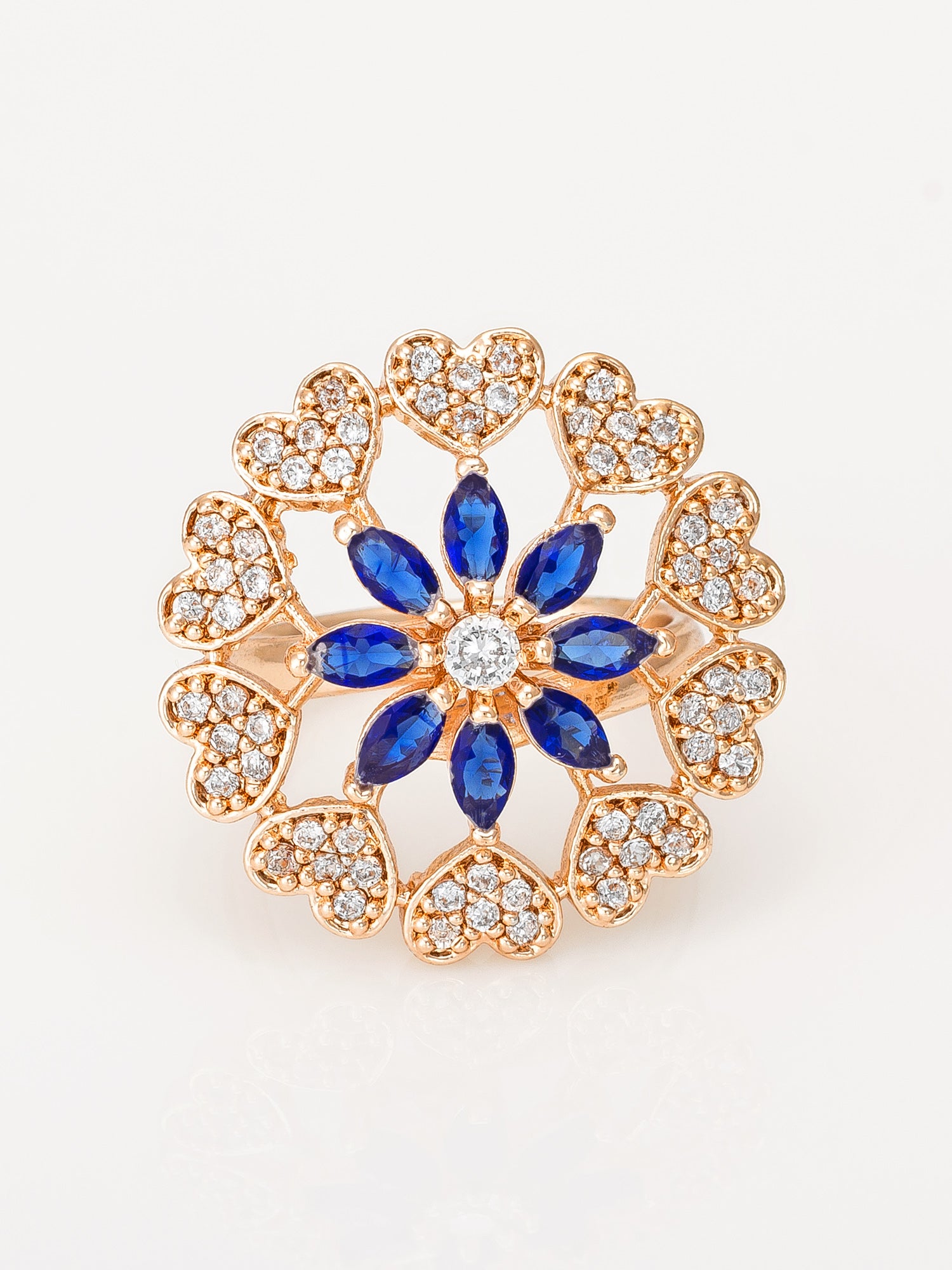 Aadita Romantic Heart Rim Blue Sapphire Floral Ring
