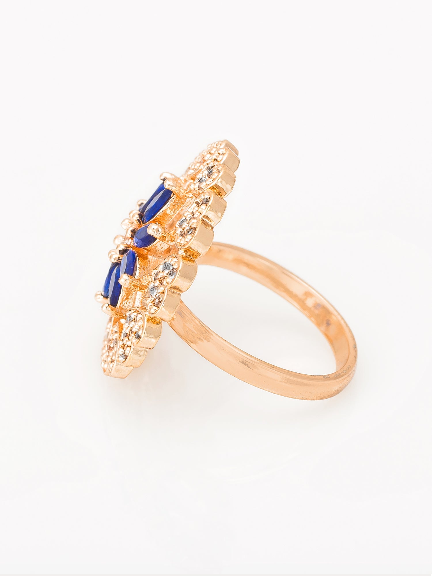 Aadita Romantic Heart Rim Blue Sapphire Floral Ring