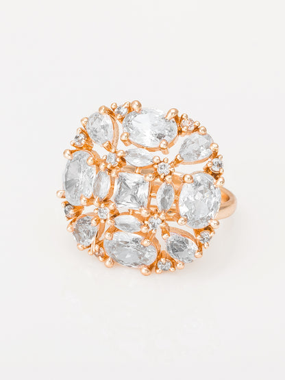 Aadita Luxury Mixed-Cut Crystal Cluster Statement Ring