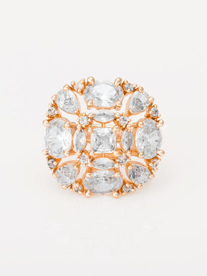 Aadita Luxury Mixed-Cut Crystal Cluster Statement Ring