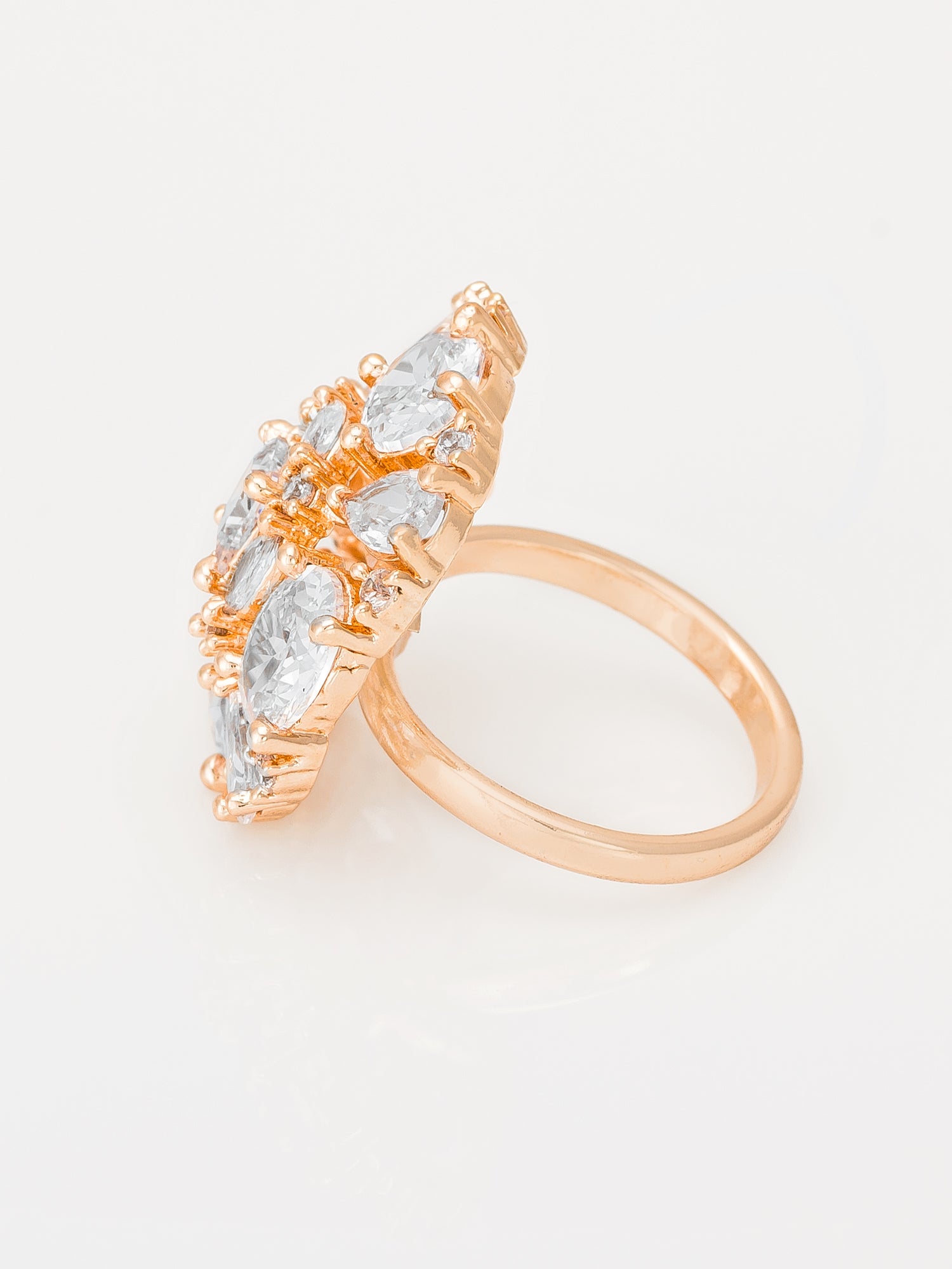 Aadita Luxury Mixed-Cut Crystal Cluster Statement Ring