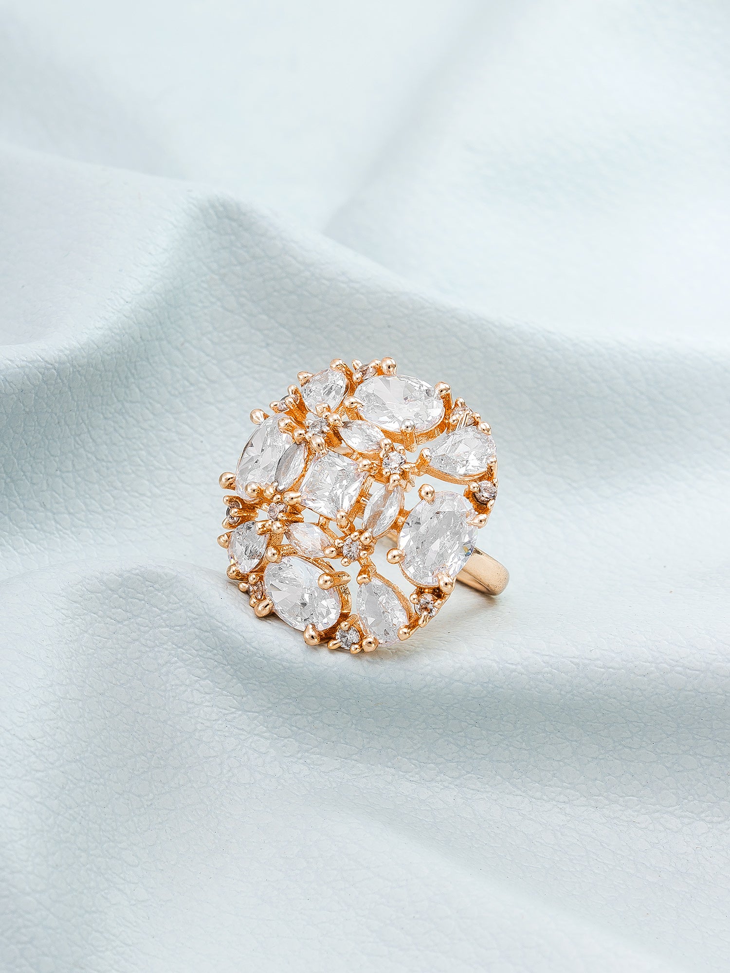 Aadita Luxury Mixed-Cut Crystal Cluster Statement Ring