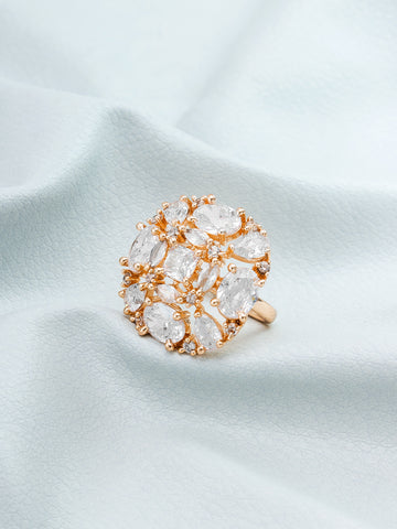 Aadita Luxury Mixed-Cut Crystal Cluster Statement Ring