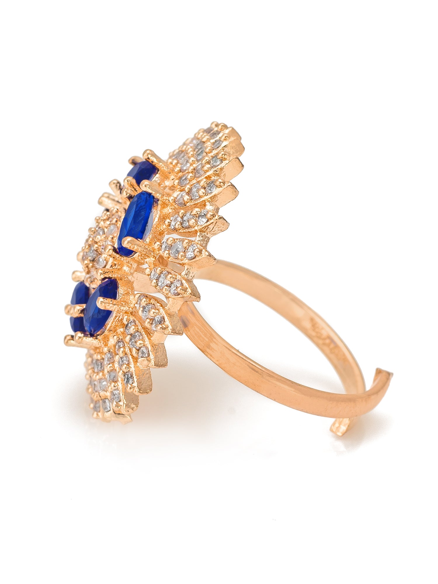 Aadita Royal Blue Sunburst Crystal Ring