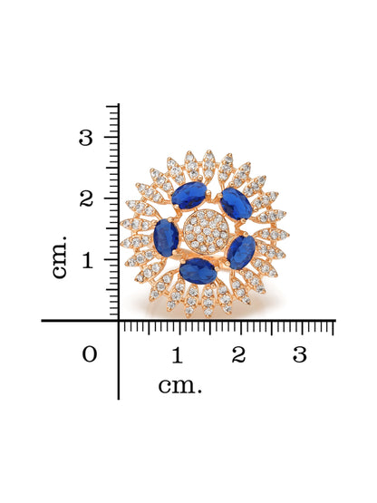 Aadita Royal Blue Sunburst Crystal Ring