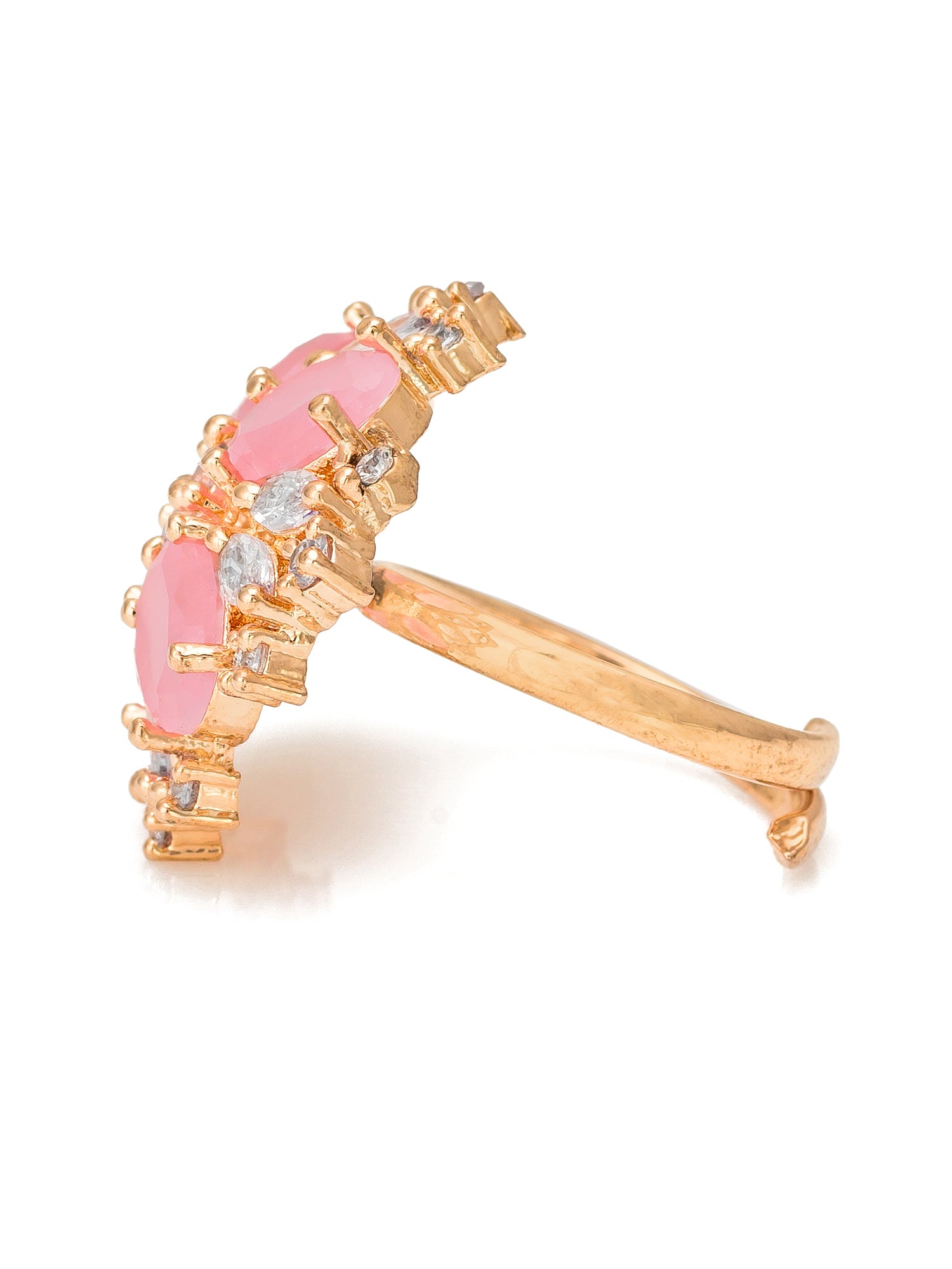 Aadita Pastel Pink Oval Cluster Statement Ring