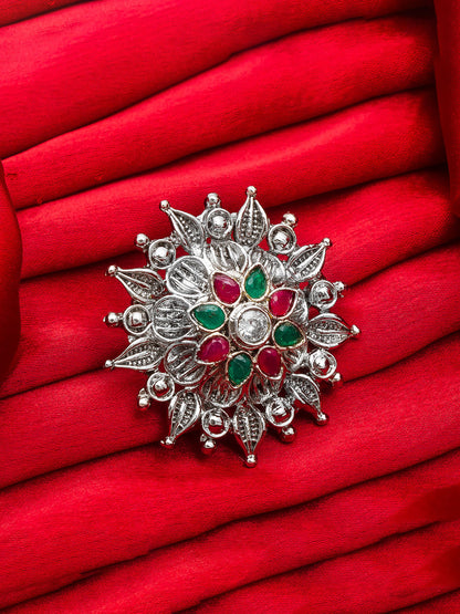 Aadita Sunburst Oxidized Ring with Teardrop Accents