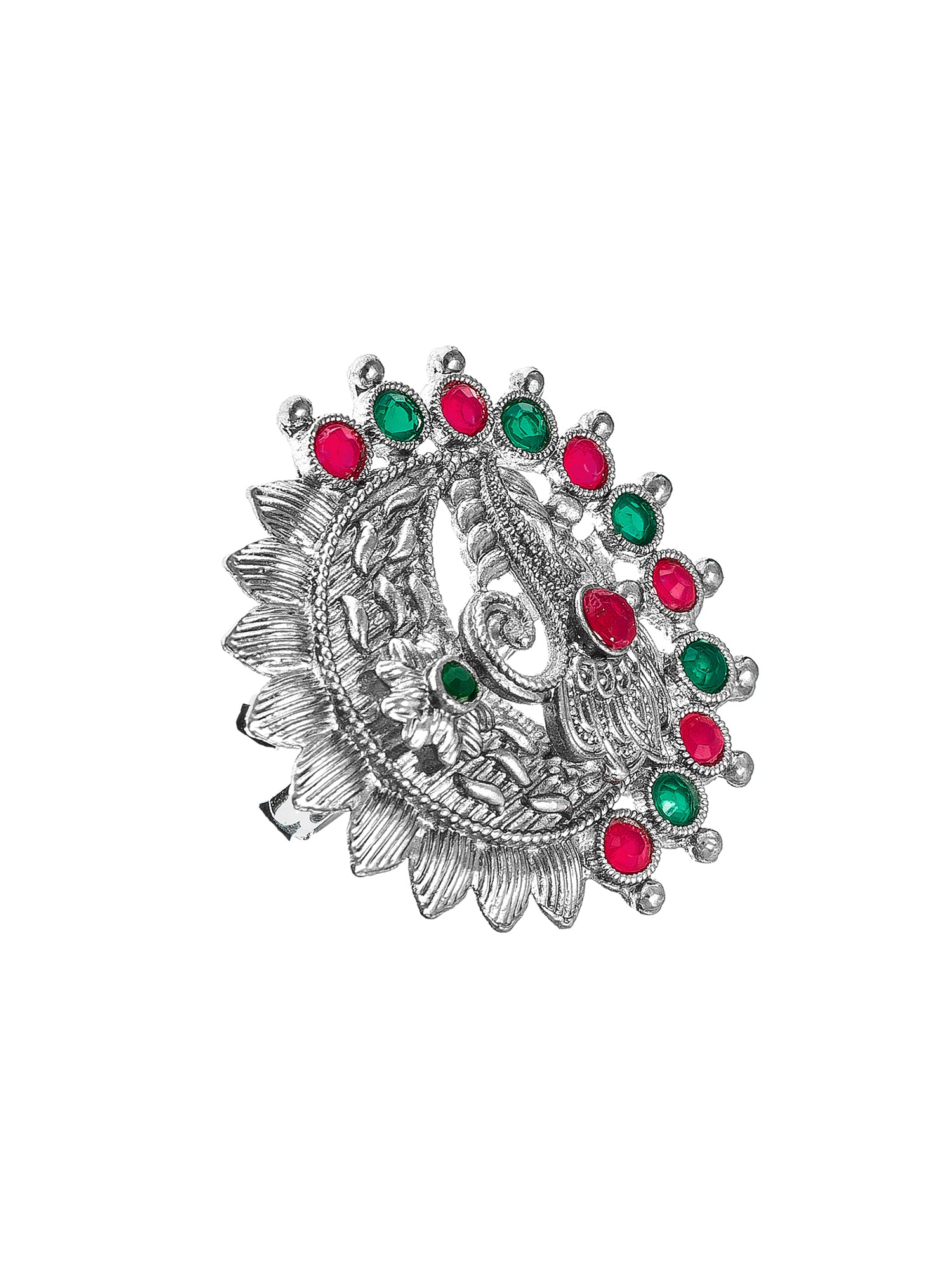 Aadita Paisley Motif Oxidized Statement Ring