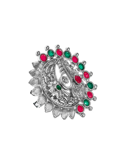 Aadita Paisley Motif Oxidized Statement Ring