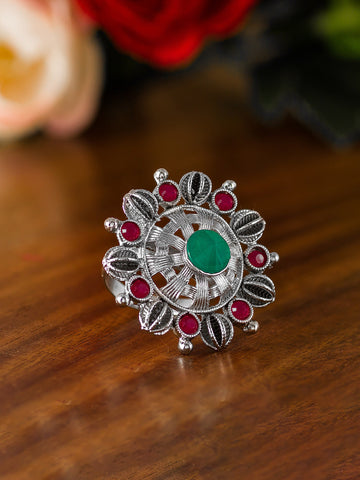 Aadita Tribal Chakra Spoke Oxidized Ring