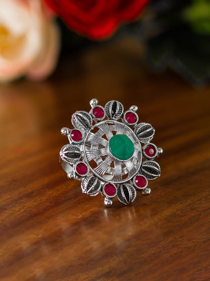 Aadita Tribal Chakra Spoke Oxidized Ring