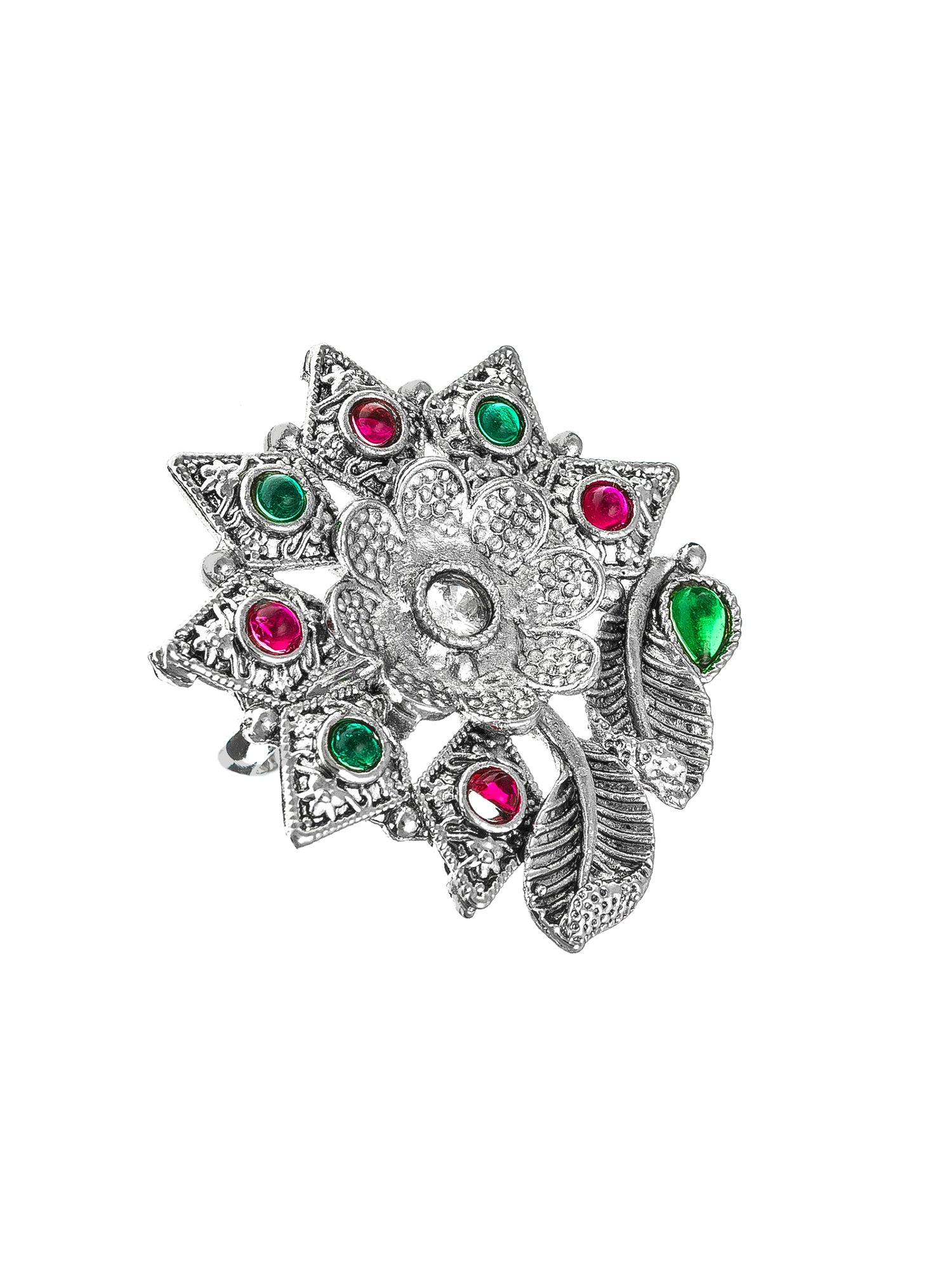 Aadita Antique Oxidized Floral Star Ring