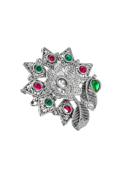 Aadita Antique Oxidized Floral Star Ring