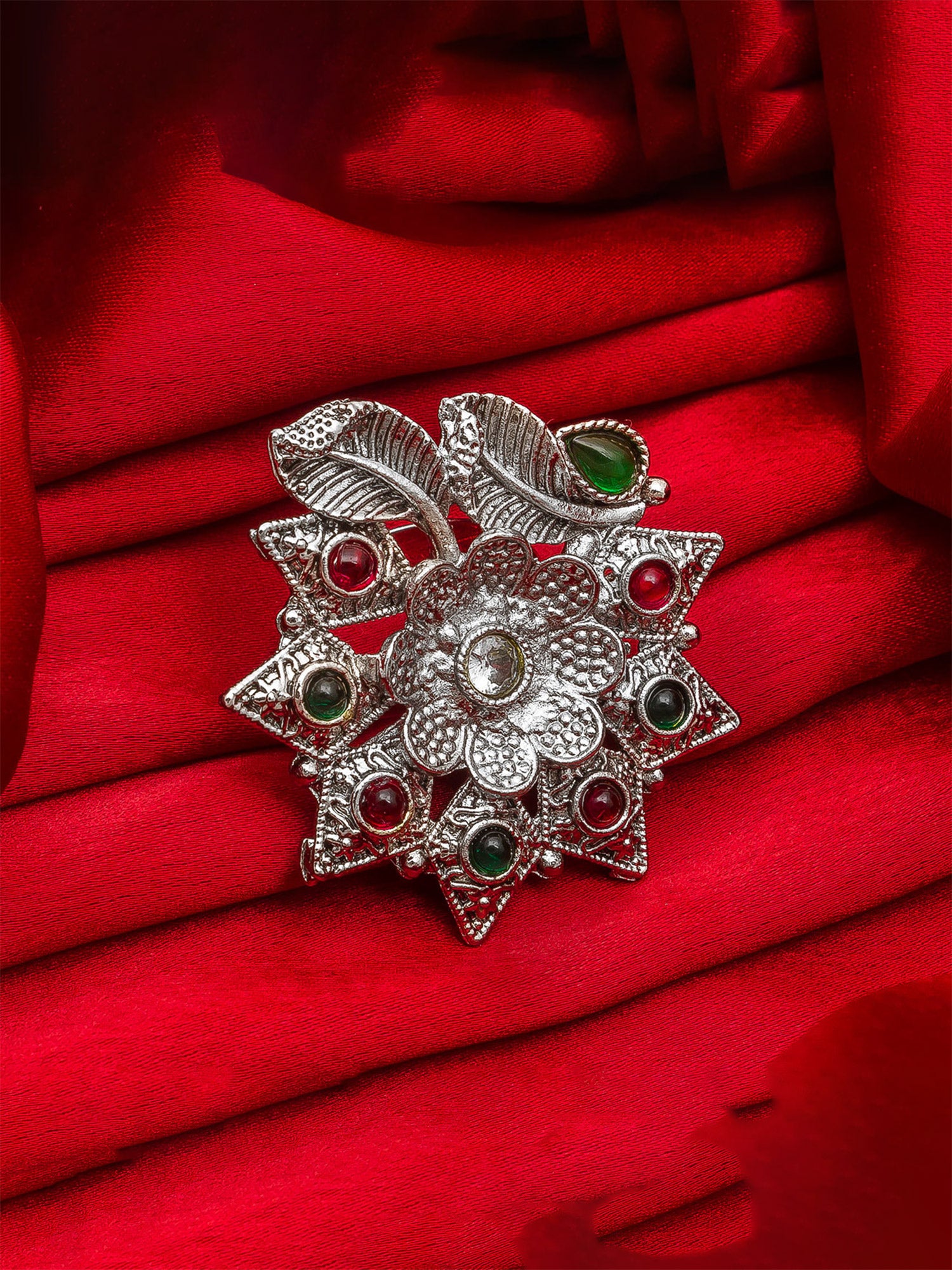 Aadita Antique Oxidized Floral Star Ring